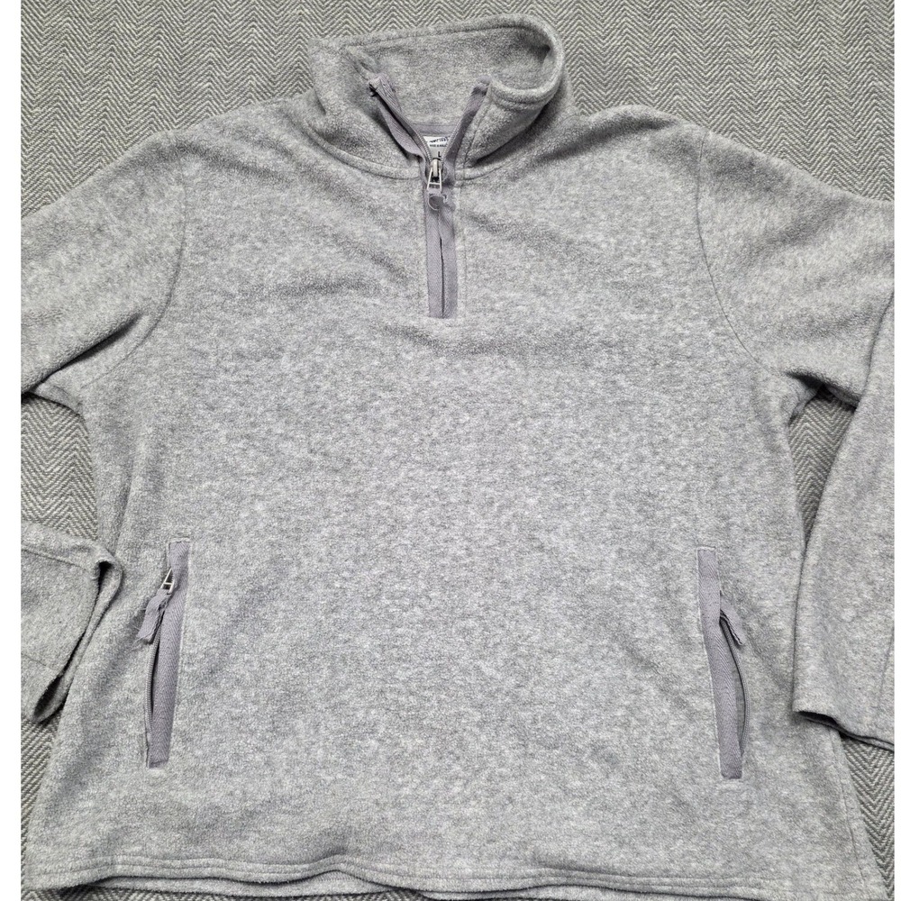 OshKosh Bgosh Mens Large Heather Gray Quarter Zip Fleece Pullover Jacket Pocket‎